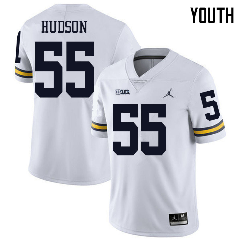 Jordan Brand Youth #55 James Hudson Michigan Wolverines College Football Jerseys Sale-White